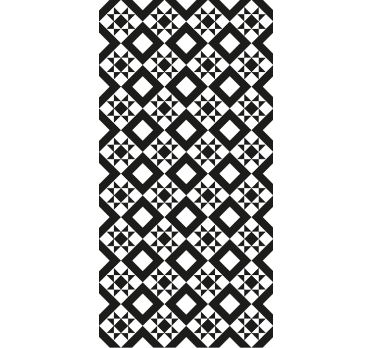 Kitchen wallpaper in black and white geometric tile - TenStickers