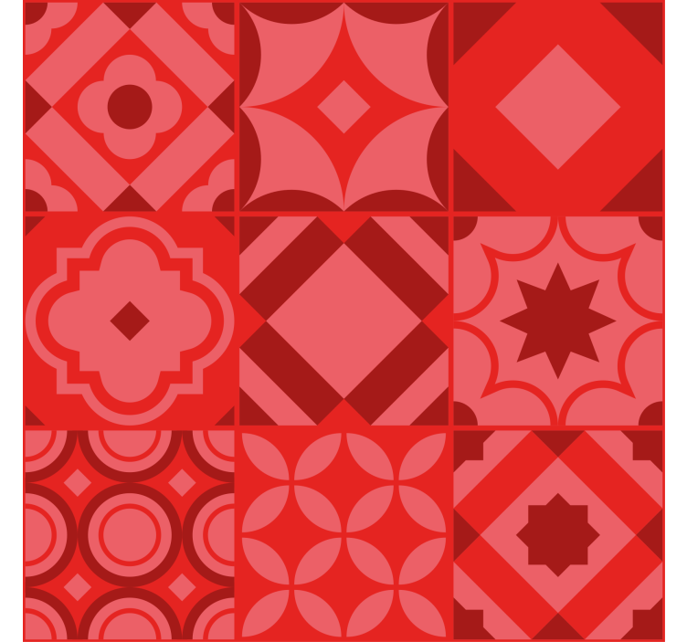 Kitchen wallpaper with red tiles design - TenStickers
