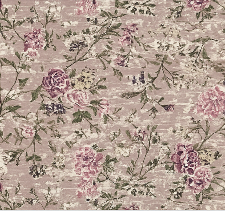 Living room wallpaper vintage floral purple - TenStickers