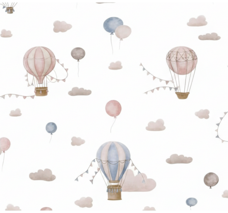 Living room wallpaper pastel hot air balloon - TenStickers