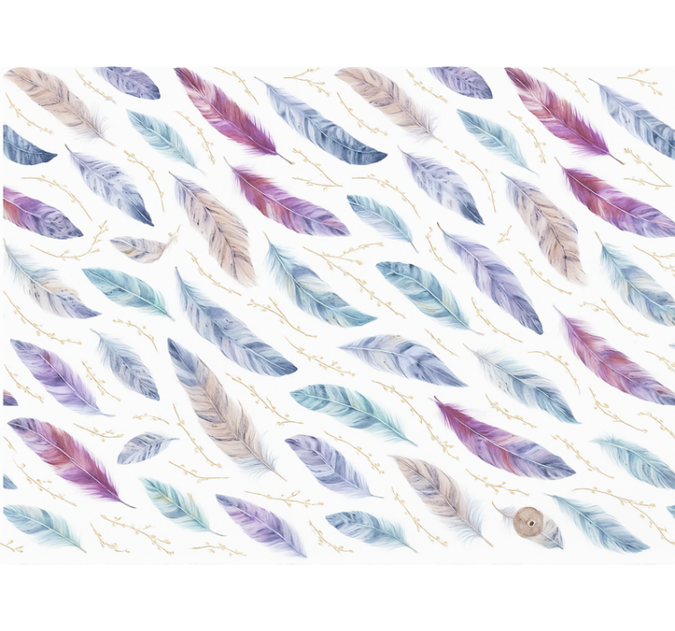 Kids wallpaper colorful feather design - TenStickers