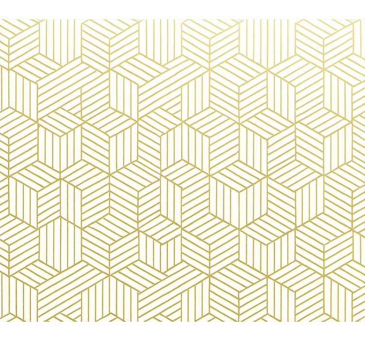 Square wallpaper gold foil geometric cubes - TenStickers