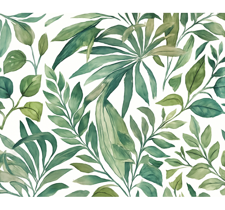 Leaf wallpaper watercolor jungle leaves - TenStickers