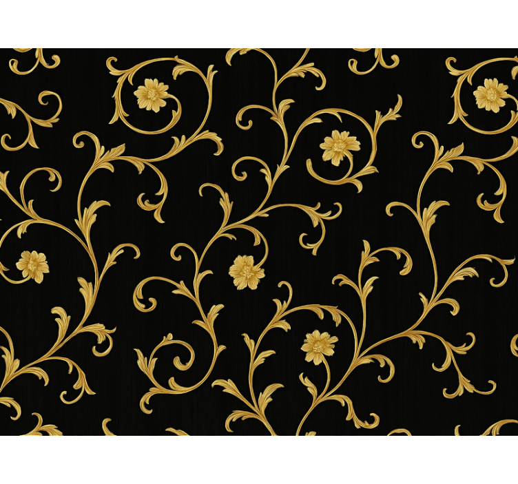 Baroque wallpaper gold scroll midnight noir - TenStickers