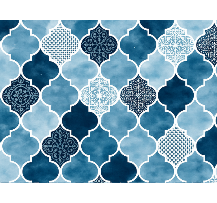 Tile wallpaper blue watercolor moroccan design - TenStickers