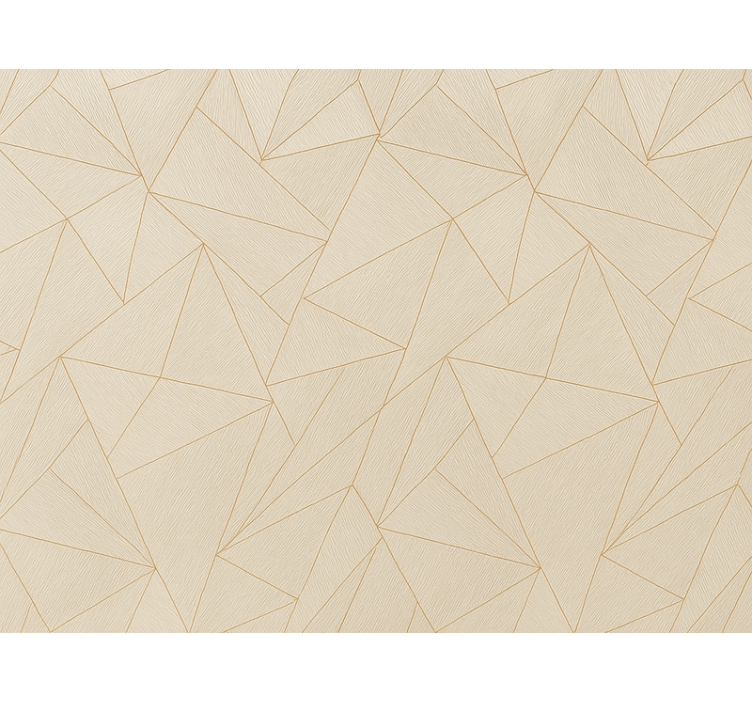 Living room wallpaper wood triangles with gold lines - TenStickers