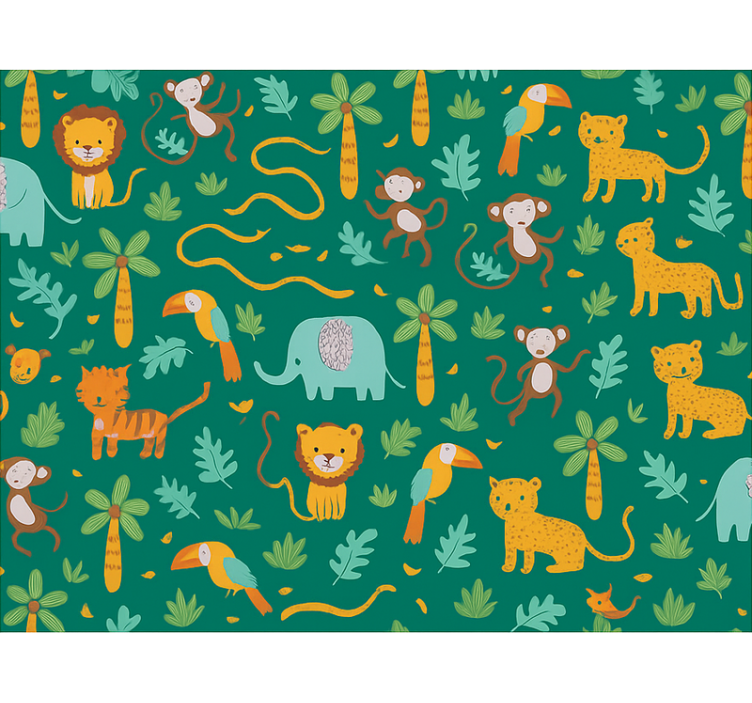 Kids wallpaper cute kids simple jungle design - TenStickers