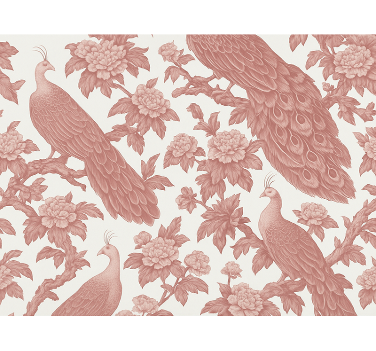 Master bedroom wallpaper pink peacock design - TenStickers