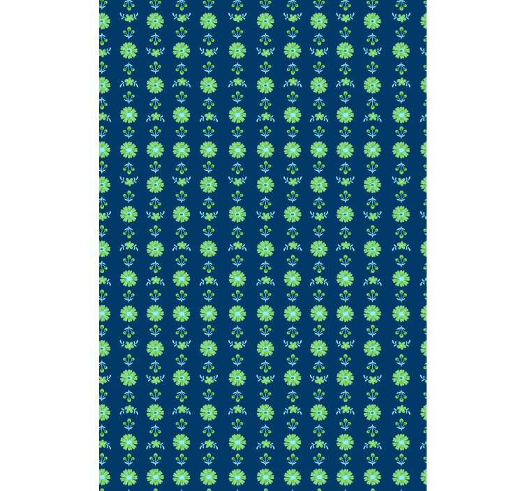 Flower wallpaper in a green and blue polish design - TenStickers