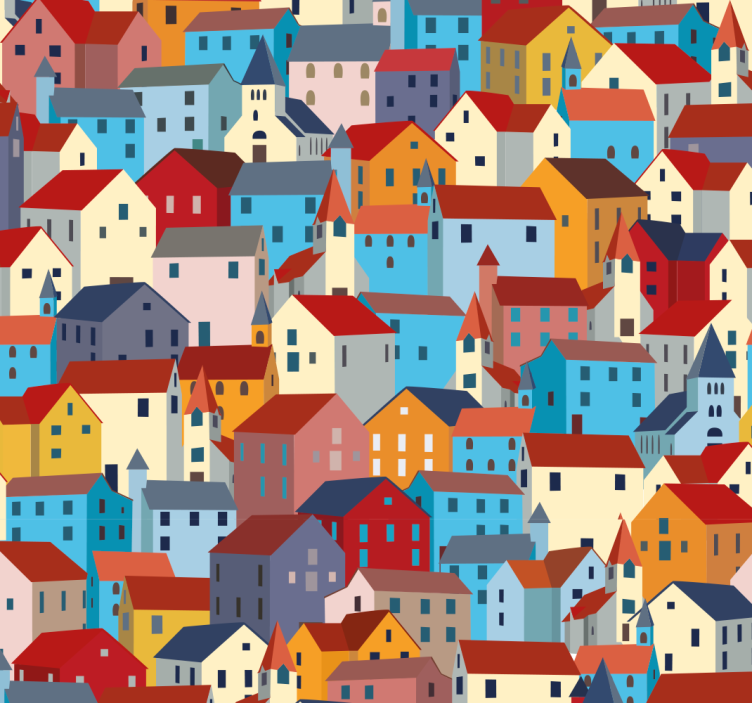 Urban Patchwork city wallpaper - TenStickers