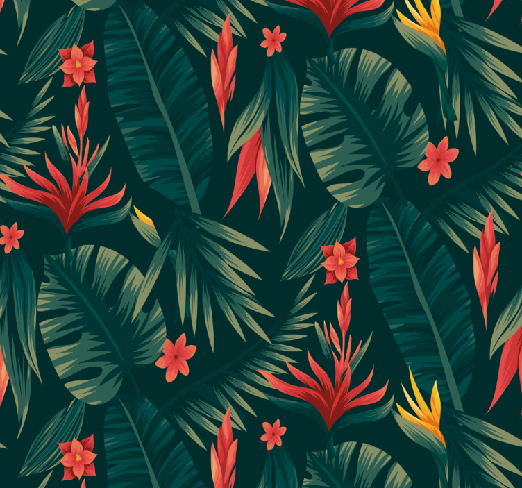 Jungle 3D wallpaper of tropical plants - TenStickers