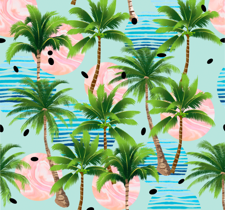 Palm trees and waves Nature Wallpaper - TenStickers