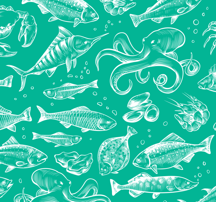 Marine Life Patterns fish wallpaper - TenStickers