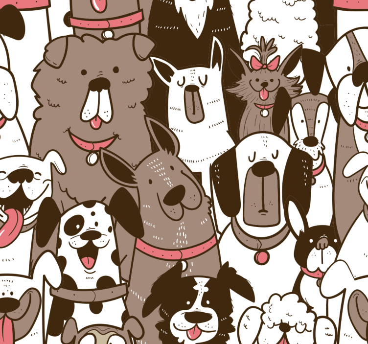 Happy Faces dogs wallpaper - TenStickers