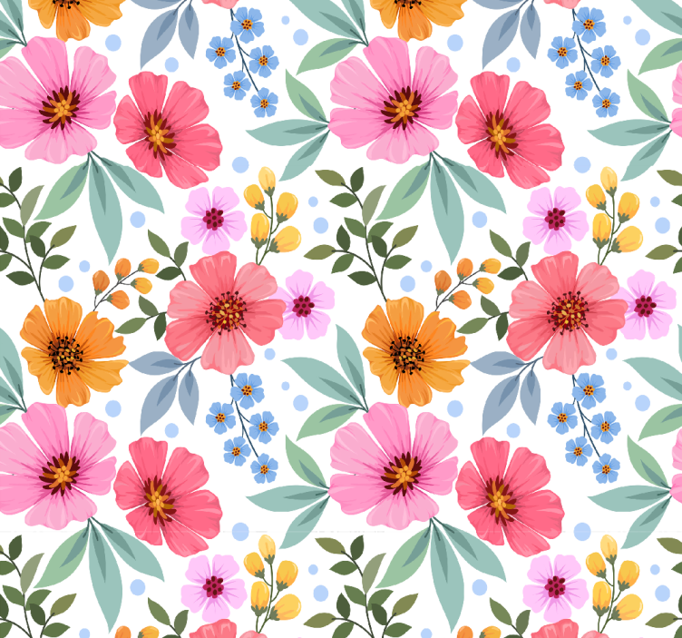 Small colorful pattern flower wallpaper - TenStickers