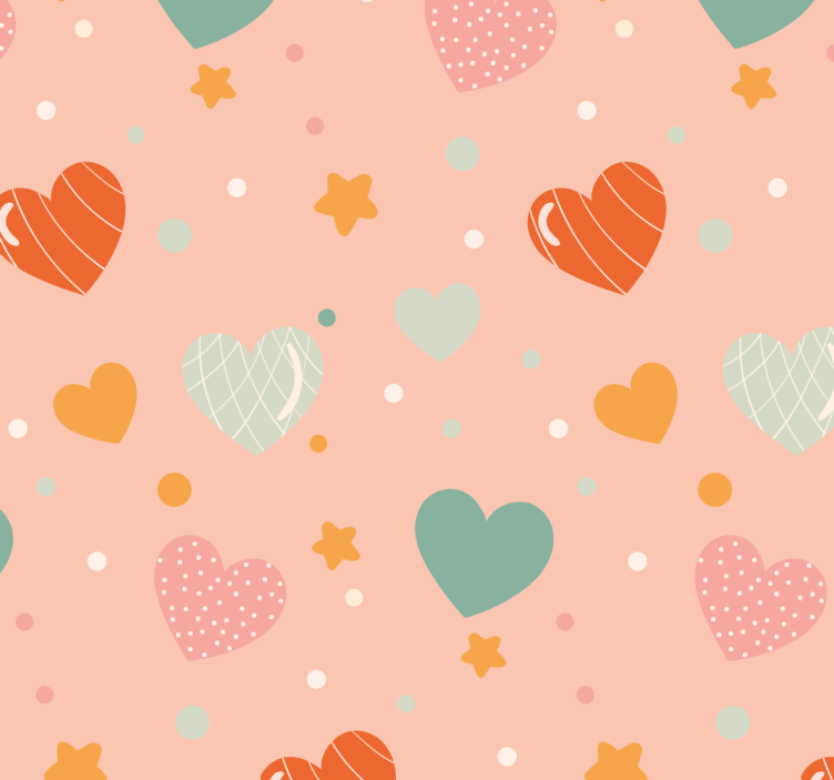 Hearts and stars pattern nursery wallpaper - TenStickers