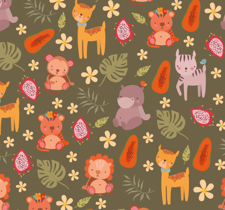 Forest Creatures Pattern animal wallpaper - TenStickers