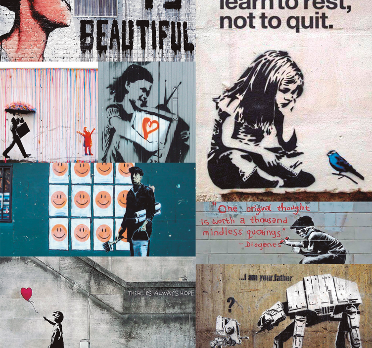 Banksy collage Art Wallpaper - TenStickers