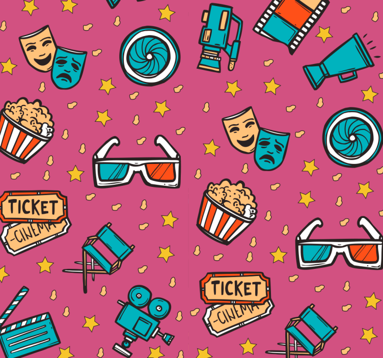 Movie Night - Girl Childrens Wallpaper - TenStickers