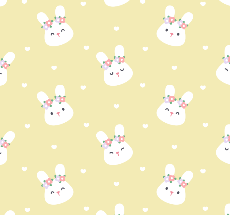 cute rabbits on yellow Animal Wallpaper - TenStickers