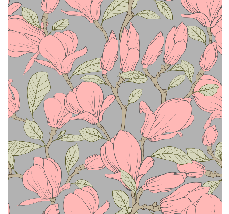 Floral Magnolias flower wallpaper - TenStickers