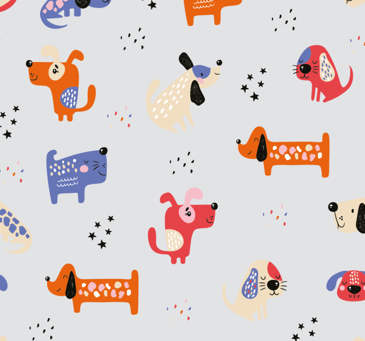 Playful Canine Motif dogs wallpaper - TenStickers