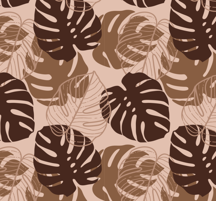 Brown tone monstera deliciosa leaf wallpaper - TenStickers