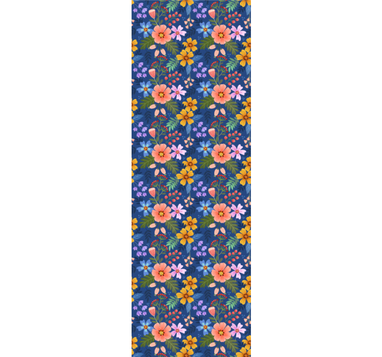 Colorful hand drawn flower pattern wallpaper - TenStickers