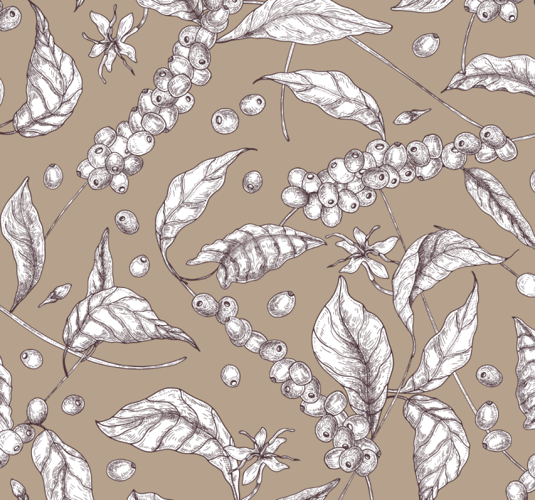 Coffee brown motif flower wallpaper - TenStickers
