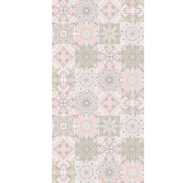 Pink and grey tile wallpaper - TenStickers