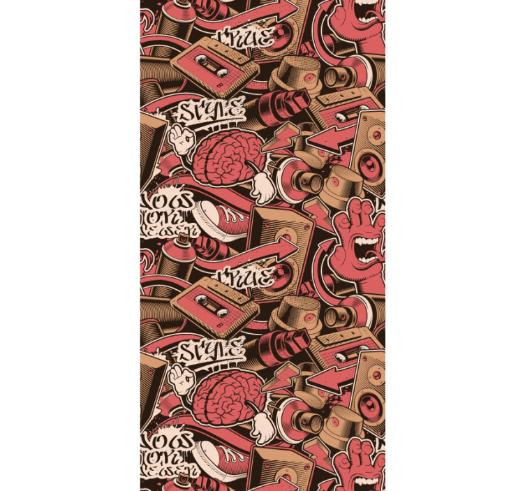 Red graffiti street design Art Wallpaper - TenStickers