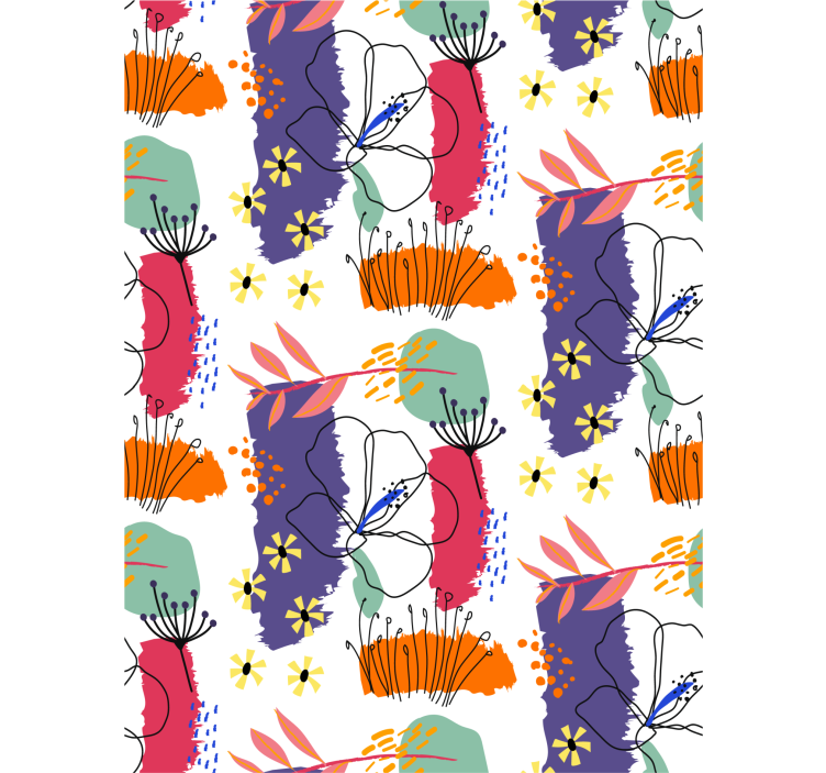 Botanical Sketch Pattern flower wallpaper - TenStickers