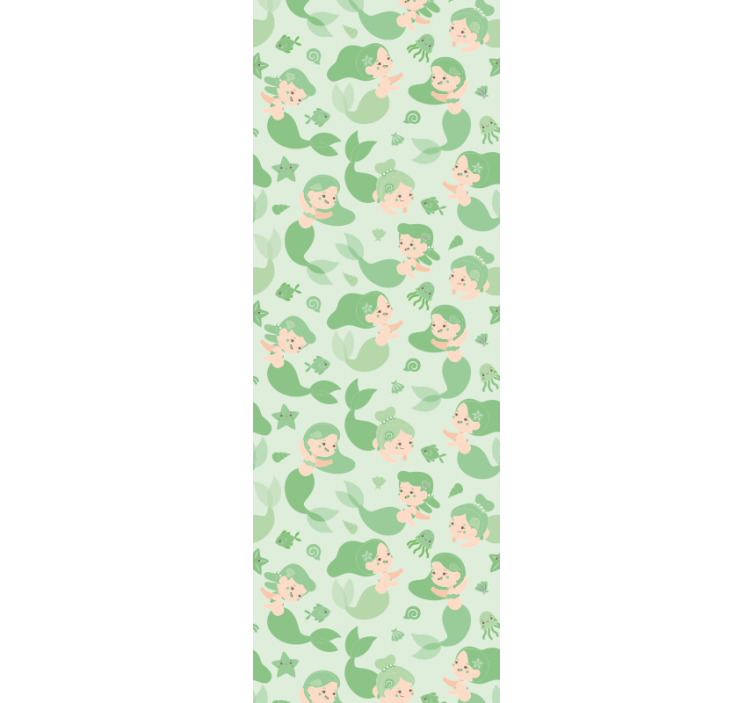 Mermaid child green smiling childrens wallpaper - TenStickers