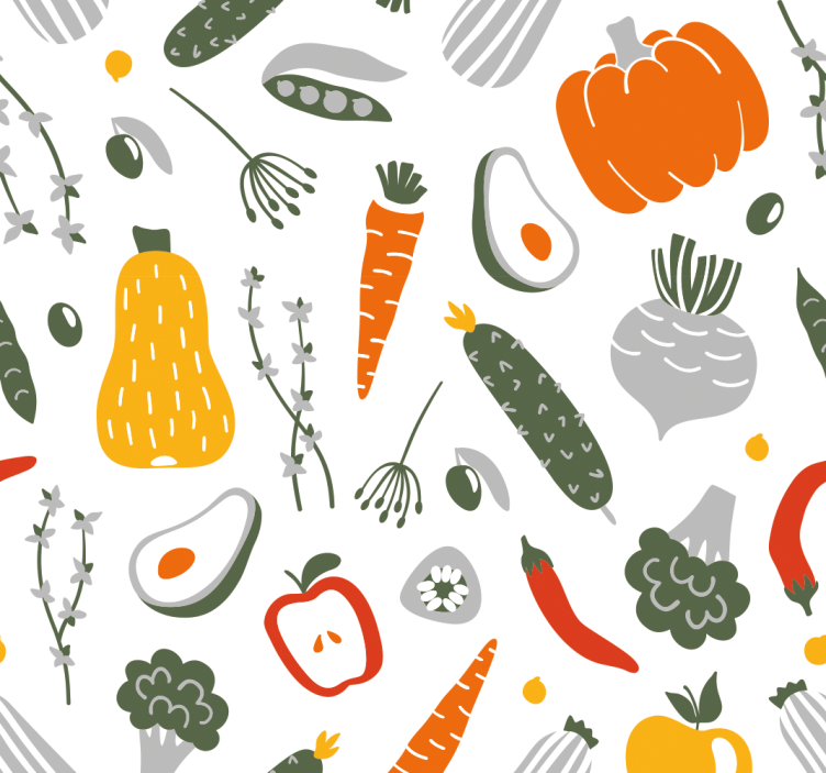 Vegetable Harvest kitchen wallpaper - TenStickers