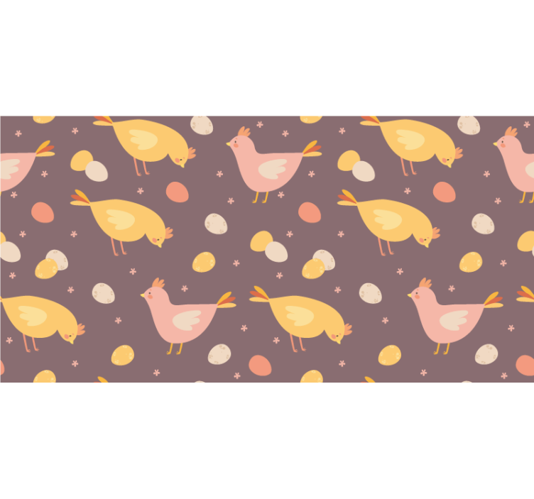 Playful Chickens Pattern animal wallpaper - TenStickers