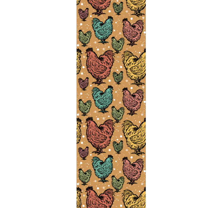 Roosters colorful chicken pattern wallpaper - TenStickers