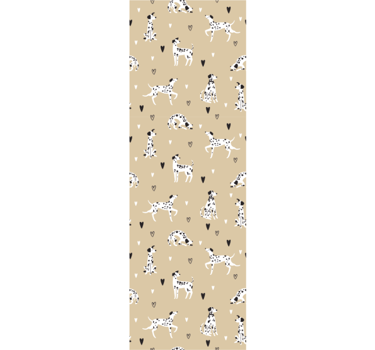 Beige drawn dogs pattern bedroom wallpaper - TenStickers