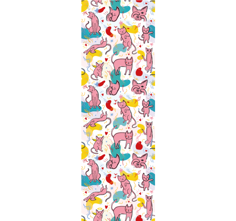 Playful Feline Patterns cat wallpaper - TenStickers