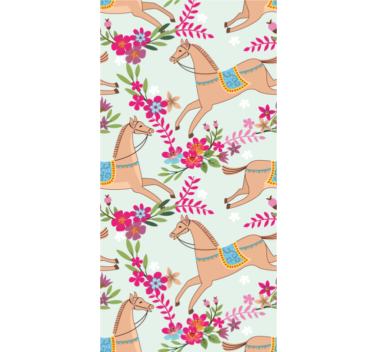 Equestrian Blossoms animal wallpaper - TenStickers