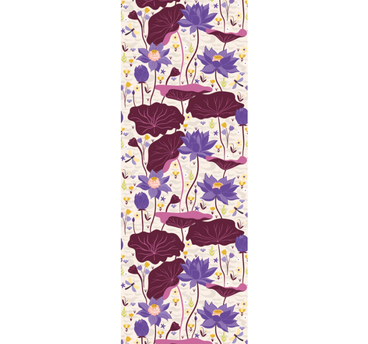 Blue and purple pattern flower wallpaper - TenStickers