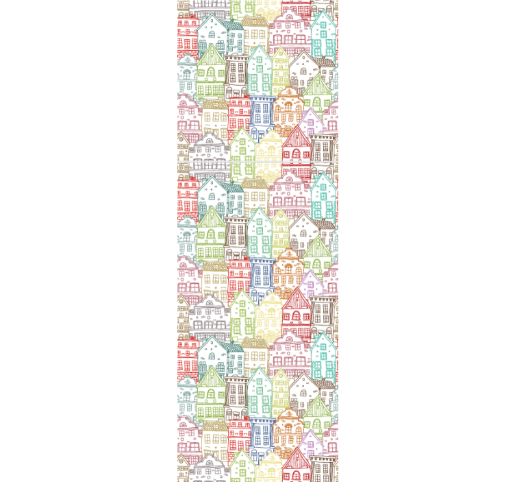 Townhouse Pattern city wallpaper - TenStickers