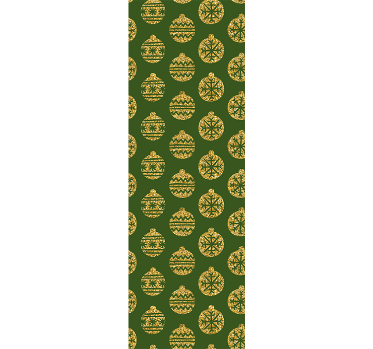 Golden charms over a green christmas wallpaper - TenStickers