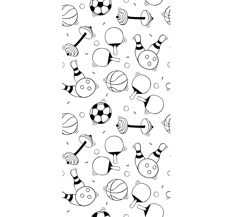 Pattern with sports equipment doodle wallpaper - TenStickers