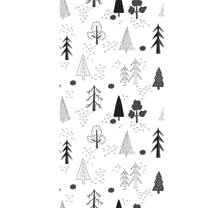 White trees Nordic style Living Room Wallpaper - TenStickers