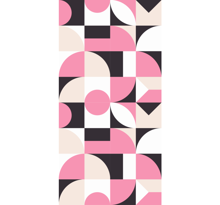 Geometric wallpaper modern pink and black pattern - TenStickers