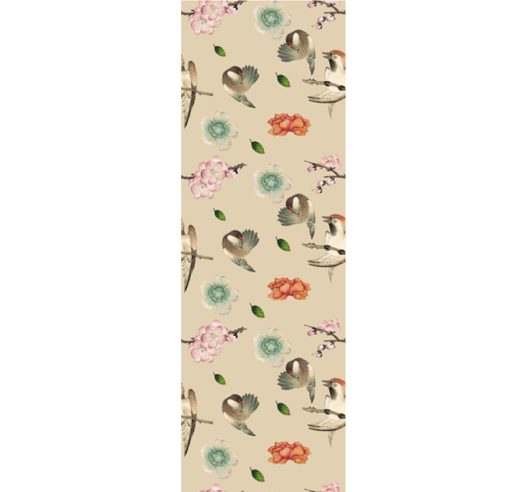 Charming Bird Blooms flower wallpaper - TenStickers