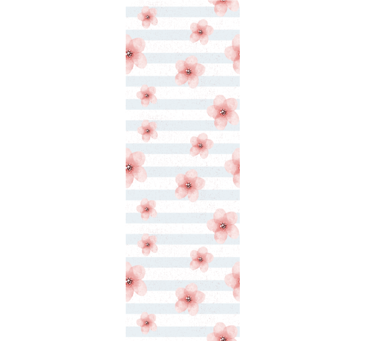 "Shabby Chic" with blue lines Flower Wallpaper - TenStickers