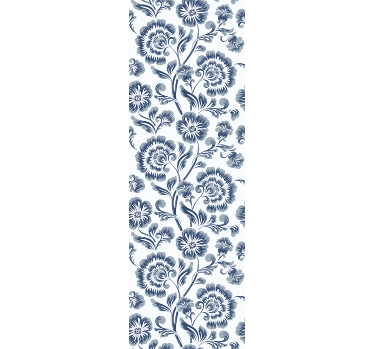 Blue flowers Grandmillenial pattern wallpaper - TenStickers