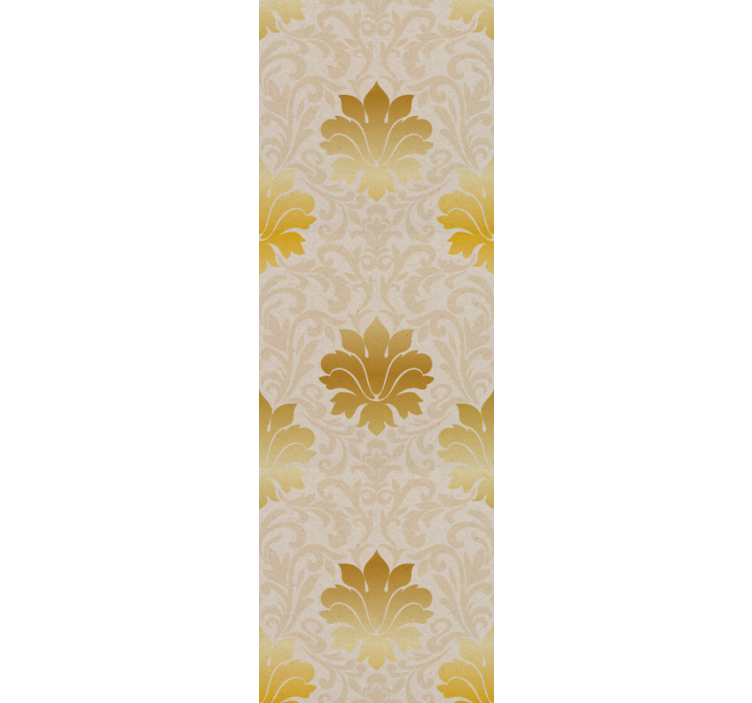 Golden leaf pattern floral ornament wallpaper - TenStickers