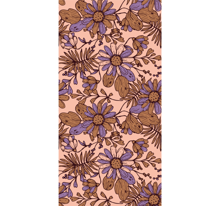 Blooming brown patterns flower wallpaper - TenStickers